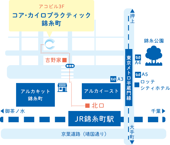 コア・カイロプラクティック錦糸町の地図画像